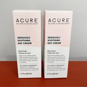 TWO NEW Acure Seriously Soothing Day Cream Moisturizer Vegan Hydrating